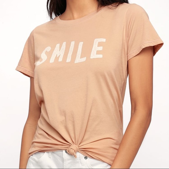 NWOT Lulus DAY tan knotted tee - Picture 2 of 7